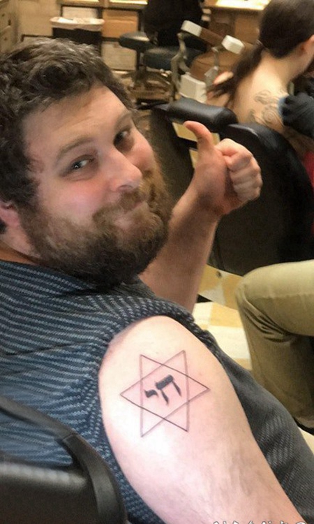 纹身六芒星图案 男生大臂上六芒星和几何纹身图片