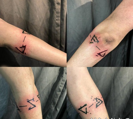 纹身符号 女生手臂上极简的符号纹身图片