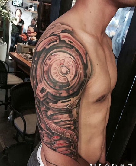 科幻的神奇色彩，创意十足的机械臂d纹身