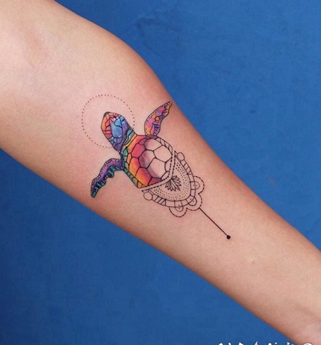 乌龟纹身图案 素描纹身彩绘乌龟纹身图案