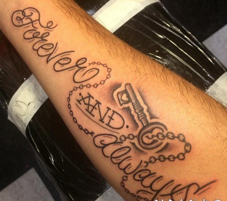 花体英文纹身 素描纹身黑色花体英文纹身图案