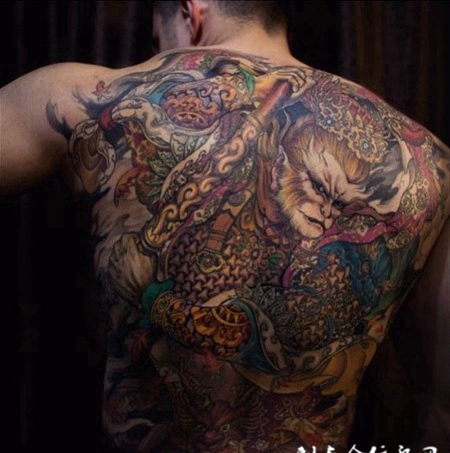 大闹凌霄殿，满背齐天大圣孙悟空霸气纹身