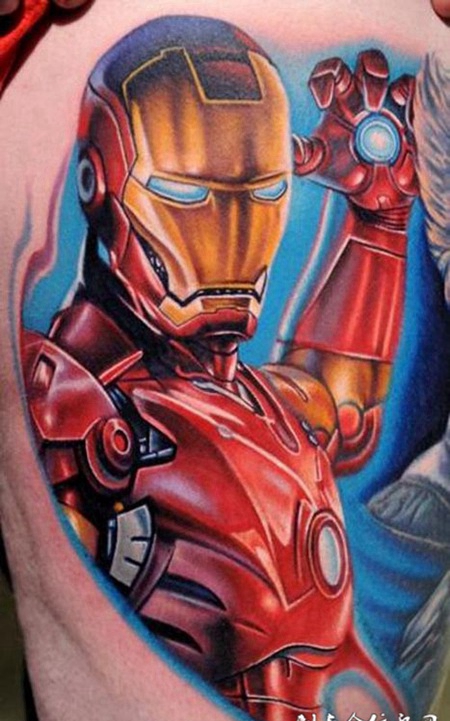 正义的土豪，钢铁侠卡通彩绘纹身图案