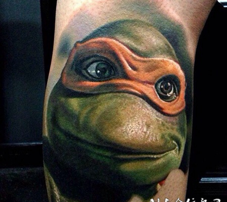 绿色小英雄，手臂忍者神龟彩绘纹身