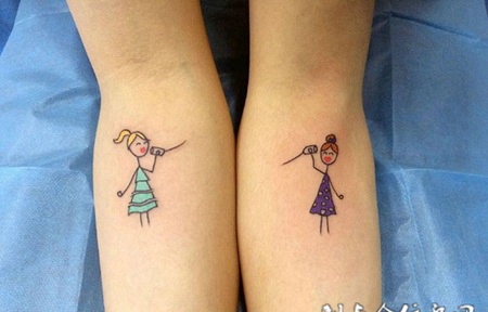 闺蜜的情话，可爱的闺蜜卡通个性纹身