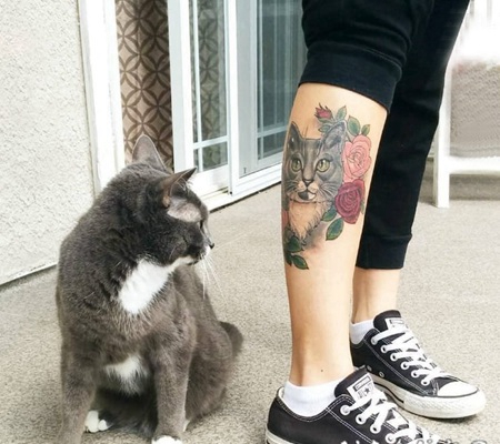 小清新猫咪纹身 彩绘纹身动物小清新猫咪纹身图案