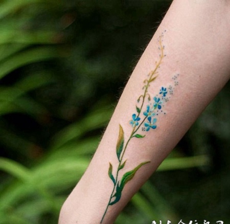 幽幽兰花香，手臂水彩兰花典雅纹身