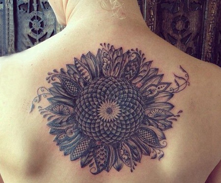 向日葵纹身图案 彩绘纹身素描向日葵纹身图案