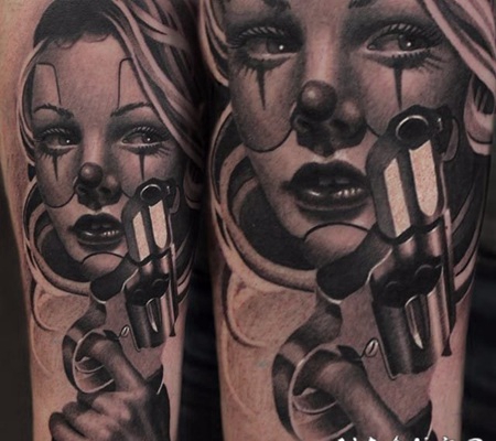 小丑纹身 黑灰纹身点刺技巧小丑纹身图案