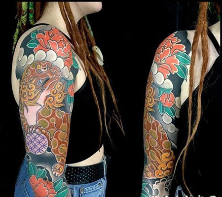 日本纹身 简单线条纹身彩色日本传统纹身图案