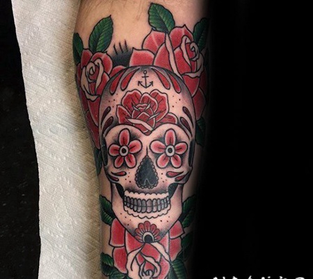 纹身骷髅头 彩绘纹身素描骷髅头纹身图案