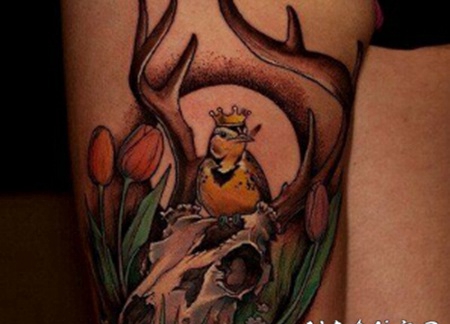 精美羚羊腿部纹身