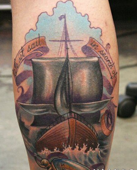 复古英伦腿部纹身