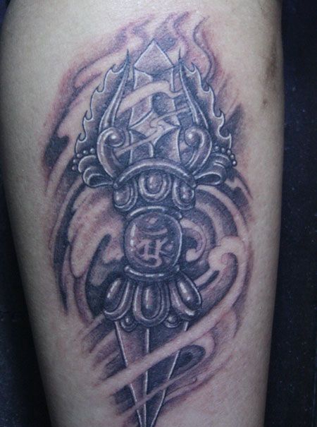 小腿降魔杵纹身图案