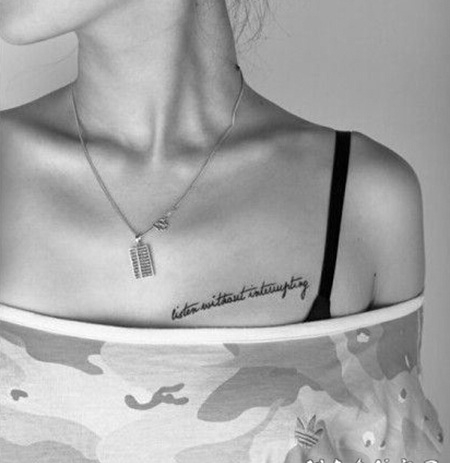 清新黑白肩部英文纹身