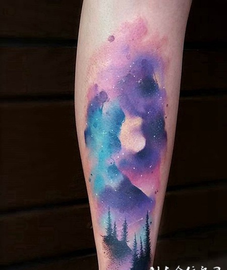 渲染星空，充满魔幻气息小腿纹身