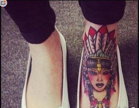 印第安风格腿部纹身