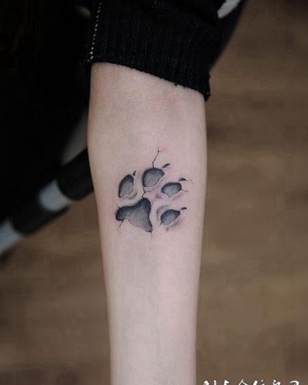 手臂小清新d风格兽爪印纹身