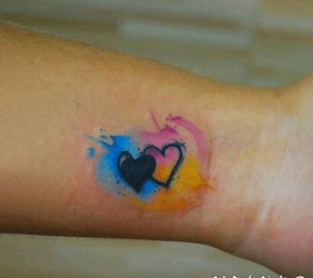 泼墨纹身素材 彩色渐变纹身泼墨纹身图案