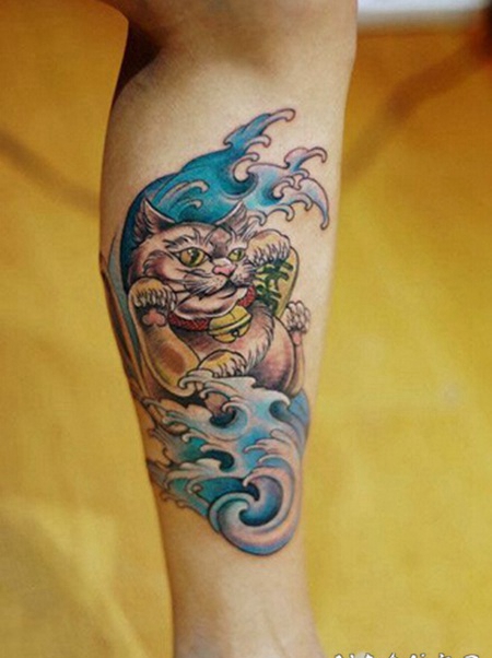 复古动物腿部纹身