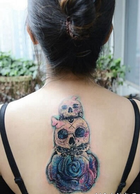 恐怖元素背部纹身