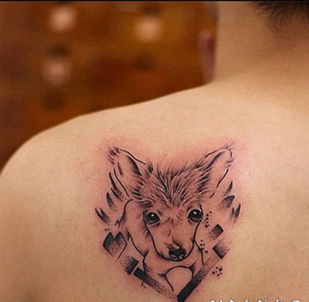 可爱动物肩部纹身