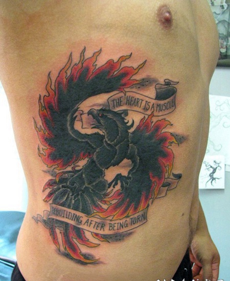 纹身凤凰 彩绘纹身素描凤凰图腾纹身图案