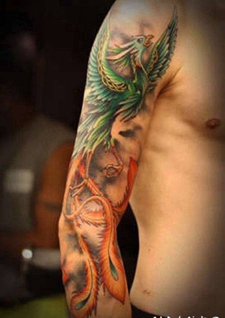 纹身凤凰 彩绘纹身凤凰图腾纹身图案