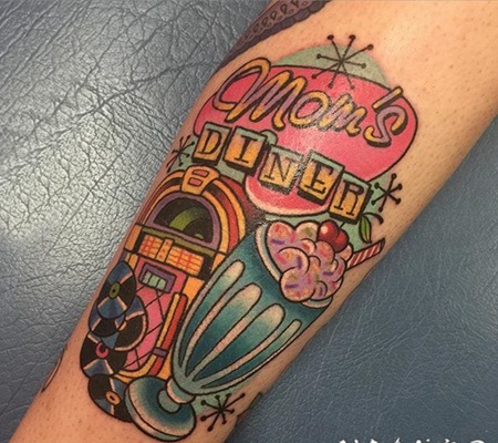 冰激凌纹身图 彩绘纹身素描小清新文艺纹身图案