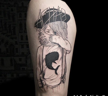 简单线条纹身 简单线条纹身黑色欧美抽象纹身经典图案