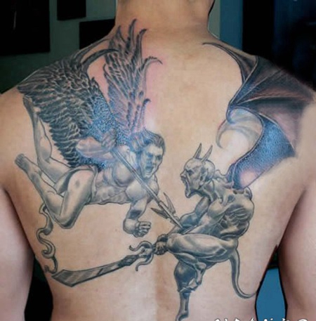 恶魔纹身简单 黑灰纹身素描恶魔纹身图案