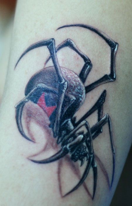 小腿帅气蜘蛛纹身图案