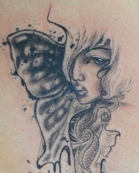 插画蝴蝶精灵纹身图案