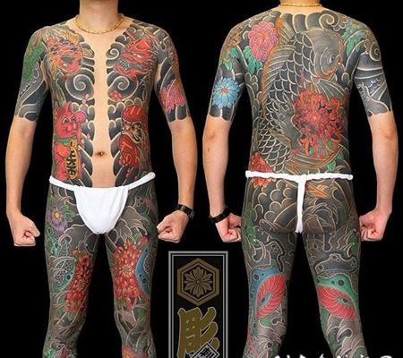 线条素描创意经典大面积日本传统图腾纹身图案