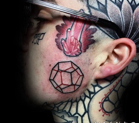 线条素描创意经典设计感十足的脸部纹身图案