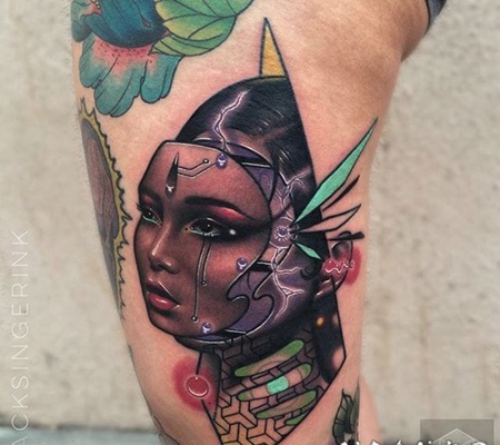 线条素描几何元素经典抽象人物纹身图案