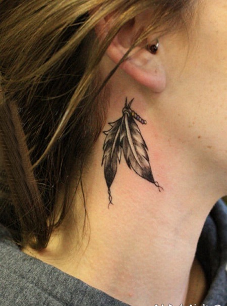 女生耳后黑色线条素描文艺小清新小图案纹身图案