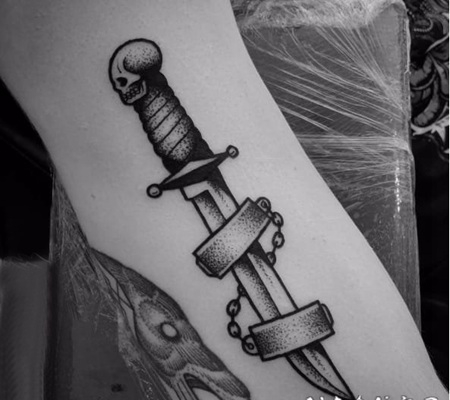 黑灰素描点刺技巧创意经典抽象霸气纹身图案