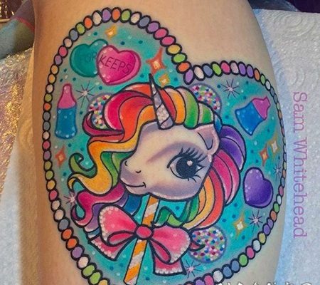 彩绘水彩素描少女心满满的卡通纹身图案