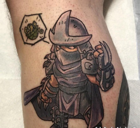 武士纹身 男生小腿上卡通武士纹身图片