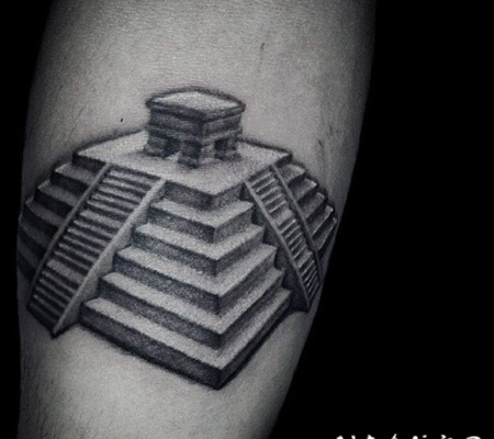 黑灰素描点刺技巧经典传统玛雅纹身图案