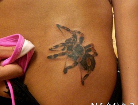 腰部D蜘蛛纹身图案