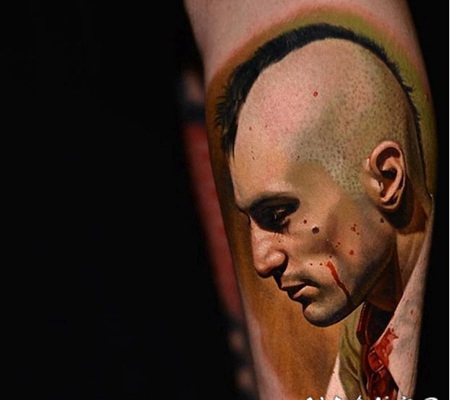 彩绘水彩素描创意霸气男生人物肖像纹身图案