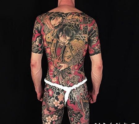 彩绘水彩素描创意霸气日本传统经典大面积纹身图案