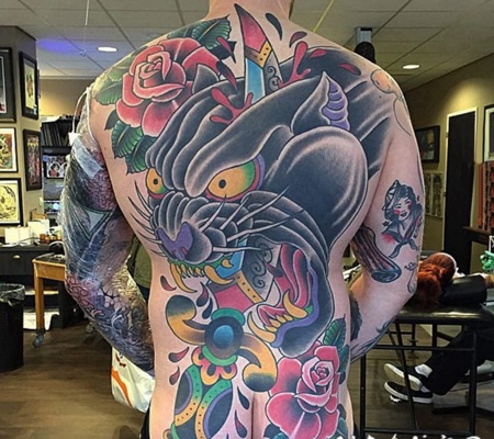 彩绘水彩素描创意霸气精致匕首纹身图案