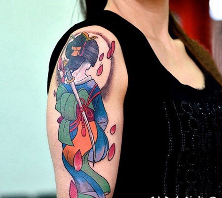 创意精美别致的日本经典艺妓纹身图案