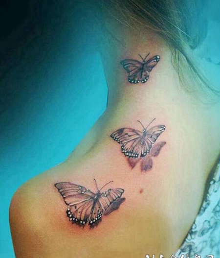 女性披肩D蝴蝶纹身图案