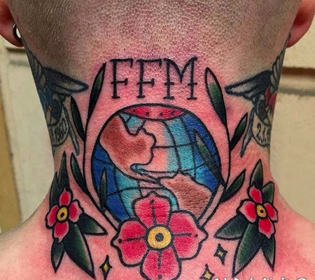 彩绘水彩素描创意精致有趣的地球星球纹身图案