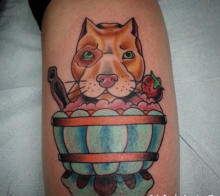 彩绘水彩素描的创意霸气精致狗狗纹身图案