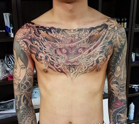 经典的日本元素彩绘水彩素描纹身图案